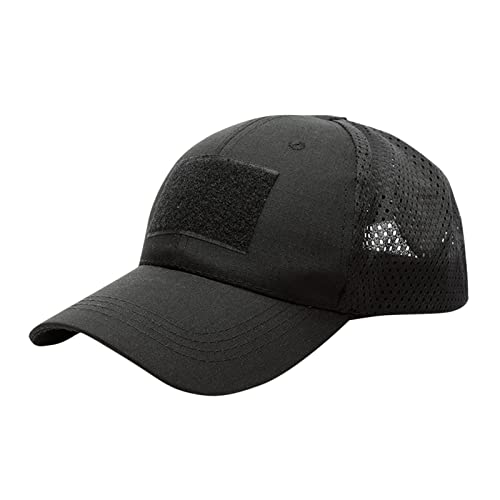 Mützen Teenager Mädchen Männlich Weiblich Neutral Sommer Solid Grid Baseball Caps Dome Verstellbare Hut Visiere (Black, One Size)