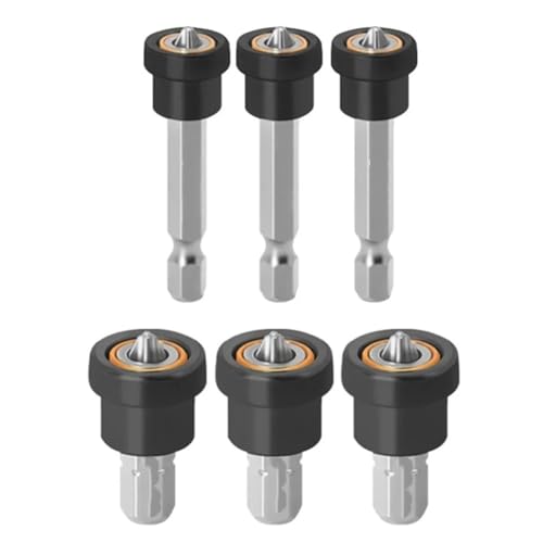 6-tlg. 25-mm-50-mm-Positionierungsschraubendreher-Bit-Set for Gipskartonplatten, Holzplatten, Tiefenanschlag, Kreuzspitze, nicht magnetischer Kopf, Werkzeuge