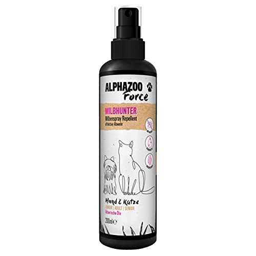 alphazoo MilbHunter Anti Milben-Spray für Hunde, Katzen, Pferde & Hühner 200 ml I Natürliches Milbenmittel mit Langzeitschutz I Gegen Milbenbefall