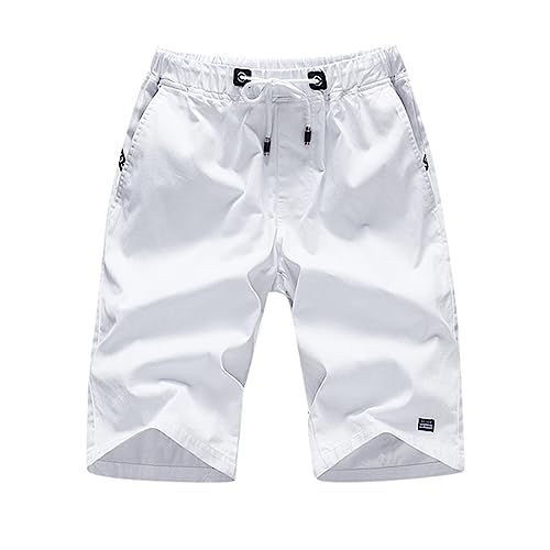 2023 sommer Mode Straße Trend Casual Strand Große Shorts Lose männer Sieben Punkt Shorts Jogginghose Herren Sommer Cargo Hosen Herren Kurze Hosen Herren Sommer Sporthosen Herren Kurz (White, XXXL)