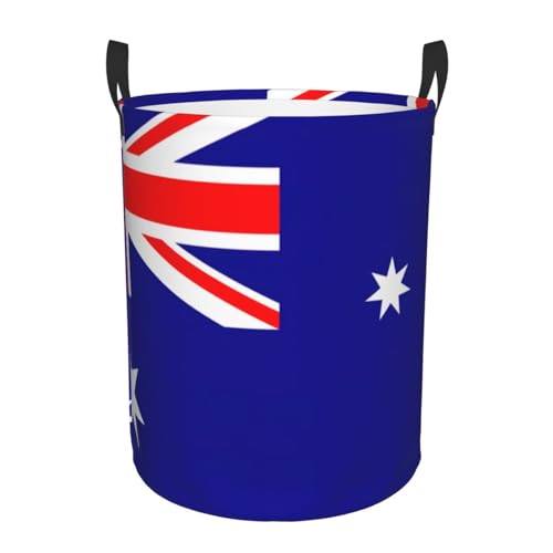Wäschekorb mit australischer Flagge, runder Wäschekorb, Schlafzimmer-Wäschekorb, faltbarer Wäschekorb