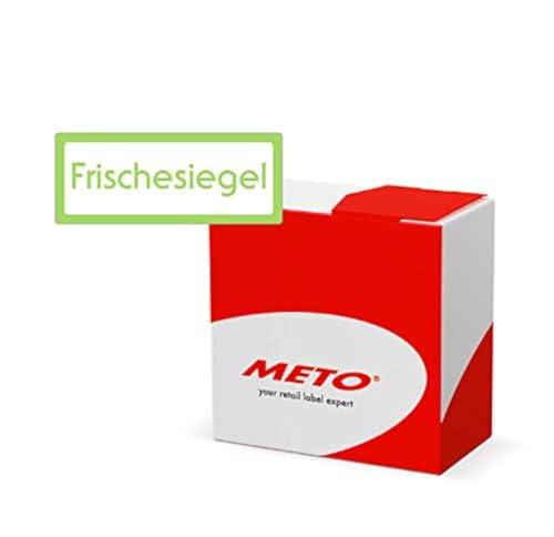 Meto Original Siegeletiketten - Frischesiegel - in praktischer Spenderbox (60 x 24 mm, Grün, Permanent, 750 Etiketten auf Rolle, Klebesiegel)