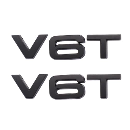 2 Stück V6T Emblem Aufkleber ist anwendbar für alle Fahrzeug-Kofferraumtüren und Fensterdekoration (Mattschwarz)