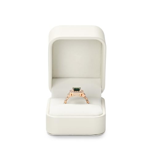 Papten Ringbox Ring Aufbewahrung Ringkästchen Schmuckaufbewahrung Schmuck Geschenkbox für Hochzeit Verlobung Heiratsantrag Valentinstag (Weiß)