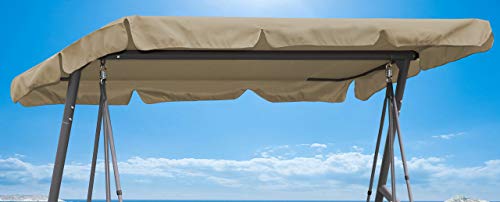 QUICK STAR Hollywoodschaukel Dachbezug 200 x 145 cm Beige Wasserdicht | Universal Ersatzdach Gartenschaukel 3 Sitzer | UV 50 Schaukel Dach Ersatz Bezug