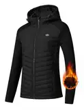 MoFiz Damen Fleecejacke Sportjacke Wanderjacke Outdoorjacke Running Winter Atmungsaktiv Jacke Hybridjacke Freizeitjacke Schwarz EU 2XL