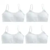 FUIPVGI 4 Stück Mädchen Sport BHS Bustier Teens Unterwäsche, Baumwolle Ohne Bügel Bralette mit Polster Bustier Mädchen, Trainings-BH für Mädchen 8-16 Jahre (Weiß)