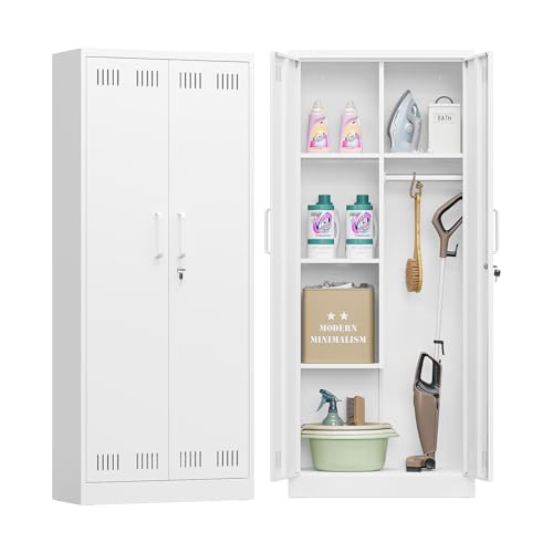 Sightlife Besenschrank Mehrzweckschrank Staubsaugerschrank Putzmittelschrank Putzschrank Haushaltsschrank Stauraumschrank Hofschrank Wäscheschrank Vorratsschrank Flurschrank Stahlschrank 70x30x168 cm