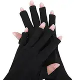 TIESOME UV-Schutzhandschuhe für Gel-Nagellampen, Professionelle UPF50+ UV-Schutzhandschuhe für Maniküre Hand UV-Schutz Fingerlose Handschuhe zum Schutz der Hände vor UV-Licht (Schwarz)