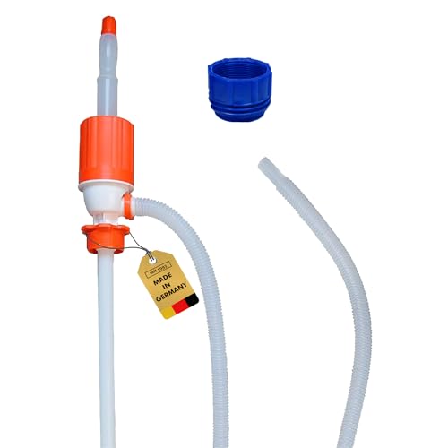 ABACUS® Fasspumpe säurefest | Dieselpumpe | Benzinpumpe | inkl. Adapter mit 70mm Außengewinde | Ideal für Benzin, Motoröl, Wasser, Säuren, Laugen & Diesel | Umfüllpumpe, Siphonpumpe, Absaugpumpe