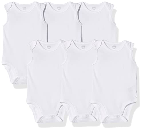 Amazon Essentials Unisex Baby Ärmellose Bodys, 6er-Pack, Weiß, 18 Monate