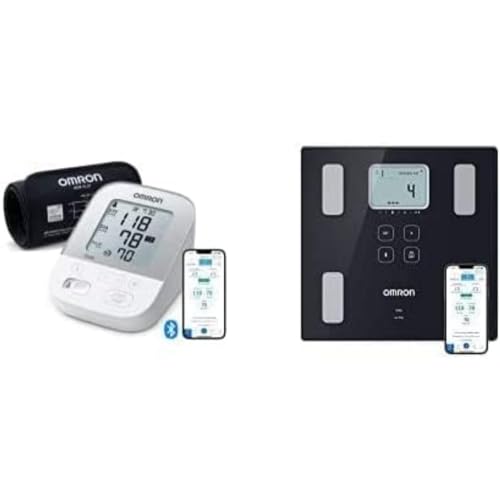OMRON X4 Smart Automatisches Blutdruckmessgerät mit kostenloser App für iOS/Android + OMRON VIVA smarte Körperanalysewaage