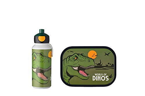 Mepal - Lunch-Set Campus - Lunch-Set für Kinder mit Pop-up Trinkflasche & Lunch Box - Lunch-Set für die Schule oder unterwegs - Spülmaschinenfest & BPA-frei - 400 ml + 750 ml - Dino