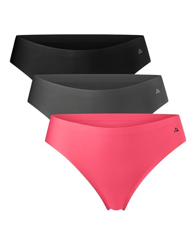 DANISH ENDURANCE Damen Tanga Seamless 3 Pack (Mehrfarbig (1 x Schwarz, 1 x Grau, 1 x Pink), Medium)