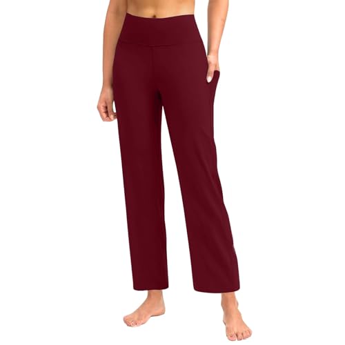 Yogahose für Damen, Sport, lockere Passform, Bodyjogger, Strand-Shorts, elastische Taille, Motorrad, Jogger, Fahrrad, Reiten, Arbeit, ziegelrot, S