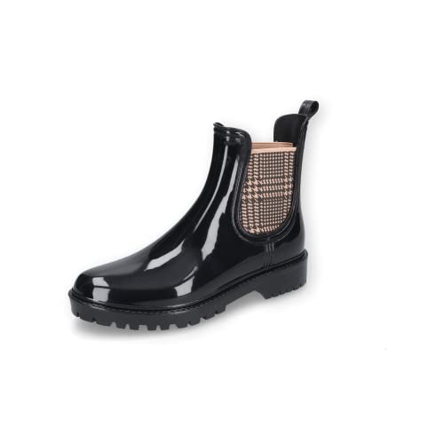 Dockers by Gerli Damen Chelsea Boots, Frauen Gummistiefel,wasserabweisend,hofstiefel,stallarbeit,forststiefel,schwarz/Multi,40 EU