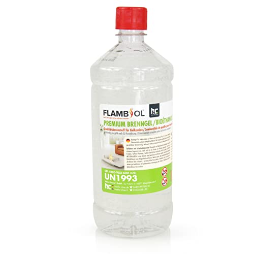 1 L FLAMBIOL® Premium Brenngel für Brenngel Dekofeuer, Lampe und Kamin - Dickflüssiges Gel