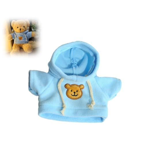 Gehanico Kleine Plüsch Bär Puppe Kostüm Stofftier Outfit Mädchen Junge Plüschpuppe Kapuzenpullover Kleidung Niedlich Stofftier Outfit Kleidung für Stoffbären (Blau)