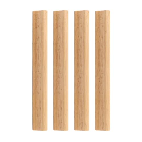 BOKIOESDE 4 Stück Massivholz Schrankgriffe, 4 Stück Holzgriffe für Kleiderschränke und Möbel, Küchen, Küchenschrankgriffe, 4 Stück, 190mm