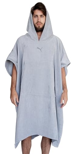 PUMA Badeponcho Damen und Herren - Unisex Bademantel - Badetuch mit Kapuze - shadow - Gr. S/M