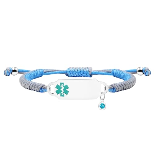 Tobestu Armband für Blutverdünnung – Graviertes medizinisches Notfallarmband – Personalisiertes, verstellbares, geflochtenes Seilband für Erwachsene – YA5657