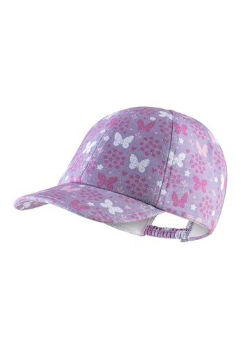 Sterntaler Basecap Blumen - Mädchen Schirmmütze mit Schmetterlingen und Blumendruck - Sommer Baseball Cap mit Gummizug - Sportive Baby und Kinder Schirmkappe, UV-Schutz 50+, Flieder, Größe 53