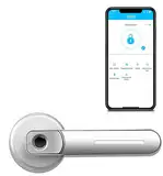 SOREX Smart Handle Code - Elektronisches Türschloss Fingerprint, Türgriff - Fingerabdruck & Smartphone Schloss, kompatibel mit Alexa & Google Home (Öffnung per Bluetooth - Silber)