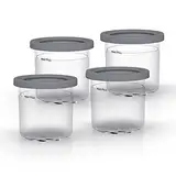 Ninja Dessert Tubs - Pack of 4 [XSK4PINTEUUK] Official Accessory Compatible with Ice Cream Maker NC300UK, Grey/Clear