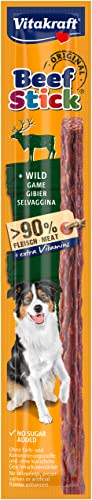 Vitakraft Beef Stick Wild, Hundeleckerli mit Wild, Fleischstick zum Belohnen, extra hoher Fleischanteil, Hundesnack, ohne Zusatz von Zucker (1x 12g)