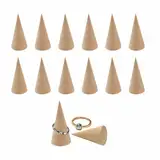 XDGBGFN 12 Stücke Ringhalter Holzkegel Ringständer Holz Organizer Anzeigenständer Schmuckausstellung Ring Holder für Ausstellung, Juweliergeschäft, Zuhause