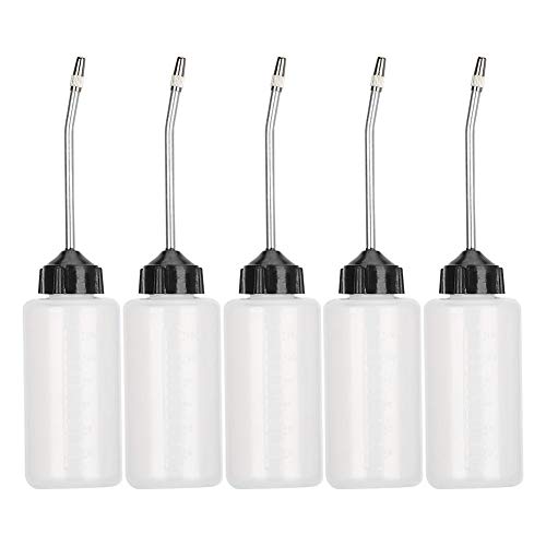 5er Pack Maschinenschmierölspender, verschraubter Deckel Auslaufölflasche Nähmaschine Ölerölspender mit langem abgewinkeltem Auslauf 120ml