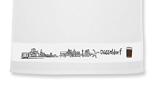 die stadtmeister Geschirrtuch Skyline Düsseldorf - als Geschenk für Düsseldorfer & Fans der Metropole am Rhein oder als Düsseldorf Souvenir