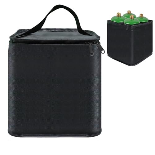 Mini-Kraftstoffzylinder-Aufbewahrungstasche, 4er-Pack, nachfüllbar, 0,5 kg, leere Propangas-Tankabdeckung, Gastank-Schutztasche, 600D-Oxford-Gewebe, Mini-Tankzubehör, für Camping, Kochen, Reisen,