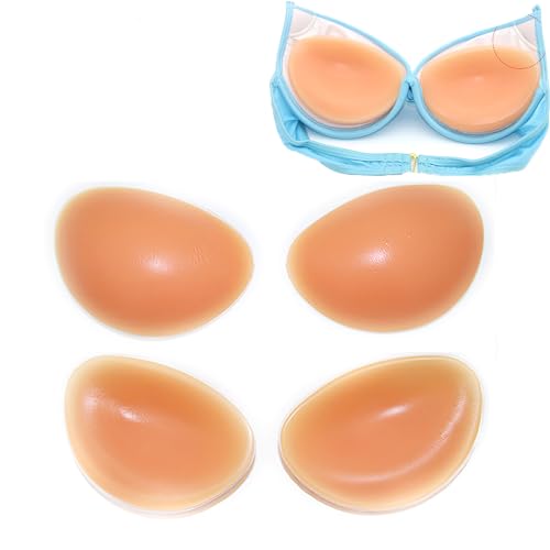 CUKIN 1 Paar BH Einlagen Silikon Push Up BH-Einlagen Bikini Herausnehmbaren BH EinsäTze Push Up Pads BH Polster Einlagen Silikon BrüSte BH Pads,Beige