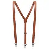 LUOEM Hosenträger Leder Hemd halter mit 3er Clips Y-Form für Männer und Damen