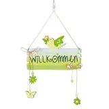 BOFUNX Frühling Türschild Willkommen Schild Holz Schild zum Aufhängen Frühling Willkommensschild für Frühling Wand Hof Veranda Haustür Garten