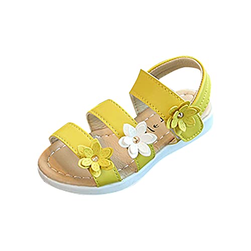 KQIVAM Sandalen Für Mädchen, Leder Sommer Schuhe Girl Sandal Leicht Sandaletten Sommerschuhe Slide Mädchenschuhe Slingback Strandsandalen 21-37