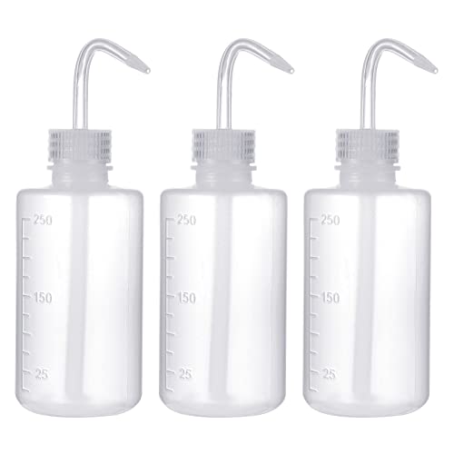 3 Stück Spritzflasche 250ml, Laborflasche Waschflasche Squeeze Flasche Sprühflasche Transpartent Kunststoff für Laborreinigung Pflanzenbewässerung