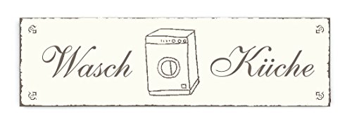 WASCHKÜCHE Türschild Shabby Vintage Schild mit Waschmaschine ca. 20 x 6 cm
