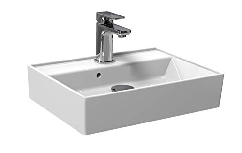 Aqua Bagno | Modernes Waschbecken aus Keramik hängender Waschtisch Aufsatzwaschbecken Handwaschbecken | 50 cm breit