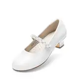 DREAM PAIRS Mädchen Mary Jane Strap Flache Schuhe Ballerinas Prinzessin Schuhe Flache Schulschuhe,Size 36,Weiss,SDFL2403K