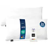 LILENO HOME Kopfkissen 40x80 cm [2er Set] HART mit 650g Kissen-Füllung - Bett oder Deko Kissen mit Reißverschluss zum Anpassen - Waschbar bis 95° - Sofa-Kissen & Zierkissen für Couch/Bett