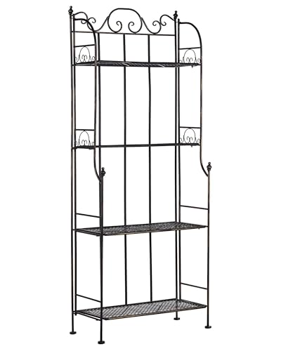 Beliani Gartenregal Metall schwarz/Gold Antik-Optik 4 Ablageflächen klappbar Isernia