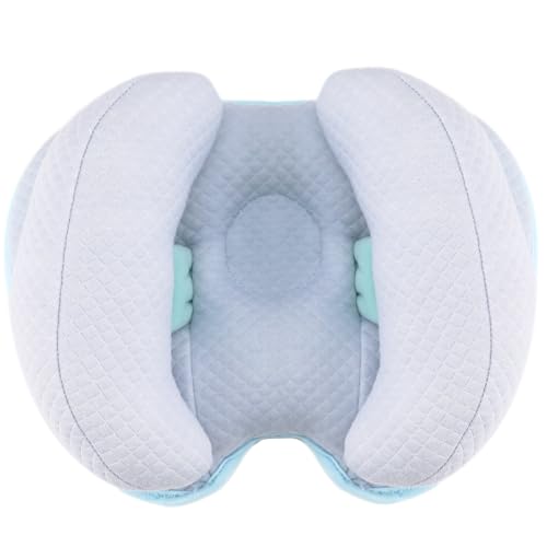 KAKIBLIN 2 in 1 Baby Reisekissen, Baby Nackenkissen, Bananenform Verstellbares Babykissen Neugeborene Flachkopf für Kleinkind Jungen Mädchen, Blau