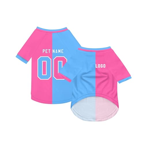 Personalisiert Haustiere Fußball Trikot mit Name/Nummer/Logo Benutzerdefinierte Haustier-T-Shirt für Katzen Hund Sommer Basic Weste Atmungsaktives Basketball Hundehemd Sommerkleidung,Sky Blue