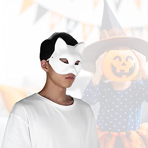 Hztyyier Leere DIY-Zeichen Maske, 5er-Pack, Party Zubehör für Halloween-Kostüm. Farbe auf Maske, aus Umwelt Freundlichem Material (Katzengesicht)