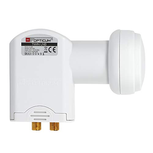 RED OPTICUM LTP 04H Twin LNB I Hitze- & kältebeständiger Digital-LNB 2-fach mit nur 0.1dB Rauschmaß und ausziehbarem Wetterschutz I Full HD - 3D - UHD - 4K Ready I Sat-LNB für 2 Teilnehmer weiß