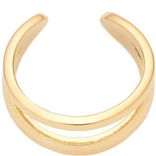 Leonardo Jewels Ohrklemme Ciao Simba, 1 Stück Ear-Cuff aus Edelstahl, offener Doppel-Ring mit zusammenlaufenden Schienen, goldfarben, Ohr-Schmuck Damen, 024261