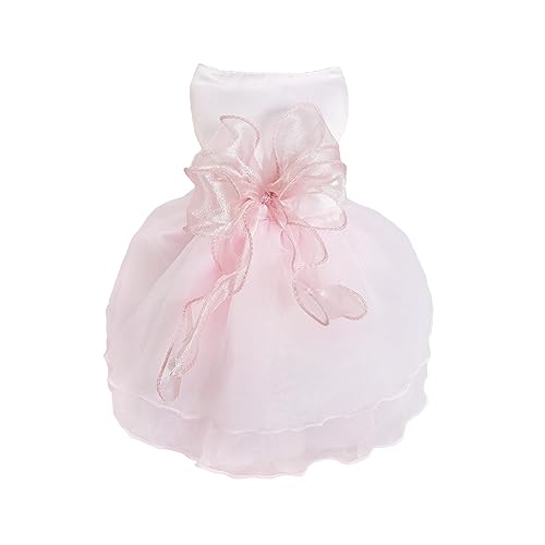 Hundekleid Hochzeitskleid für Hunde Luxus Welpenrock Hundekleidung Prinzessin Kleider Sommer Welpenkleider HundeHochzeit Abendkleider Fliege Kleider Bowknot Kleid für kleine Hundemädchen(XS, Rosa)