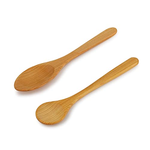 Linnuo Kochlöffel Holz Set 30cm - Schutz vor Kratzer für Topf Pfanne - Küchenhelfer Set aus edlem Kirschholz - Hitzebeständig Antibakteriell - 100% EU Naturprodukt - Kochen Plastikfrei & Gesund